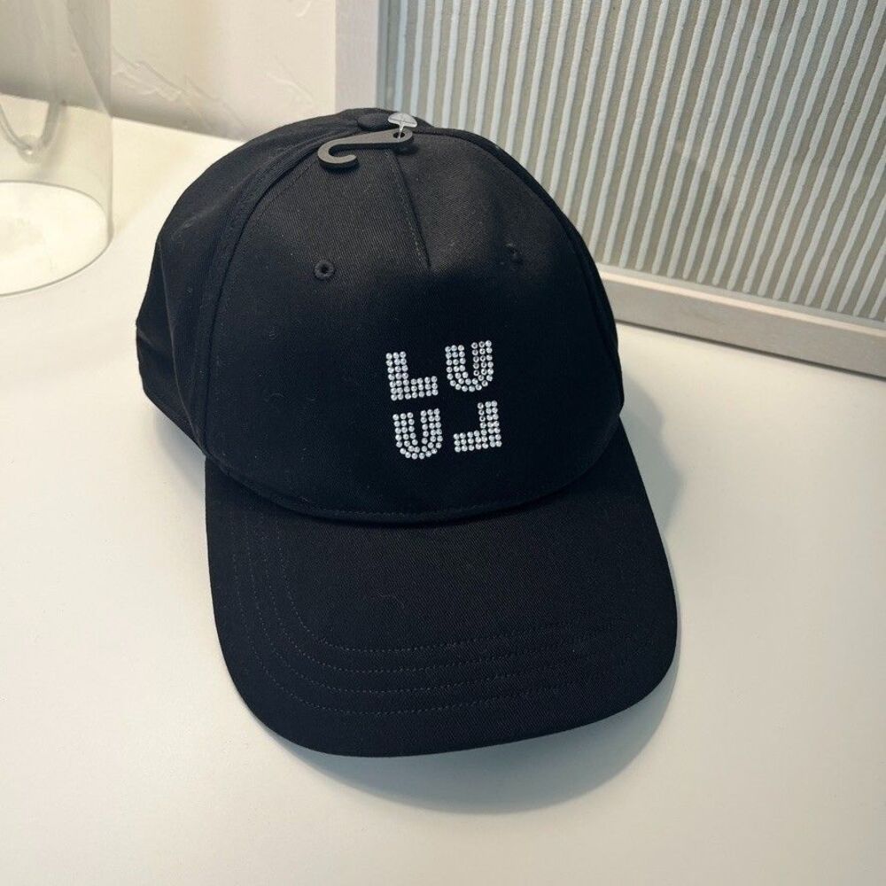 NWT Lululemon Black Structured Ball Cap Jewelled LULU S/M Crystals Bedazzled Hat